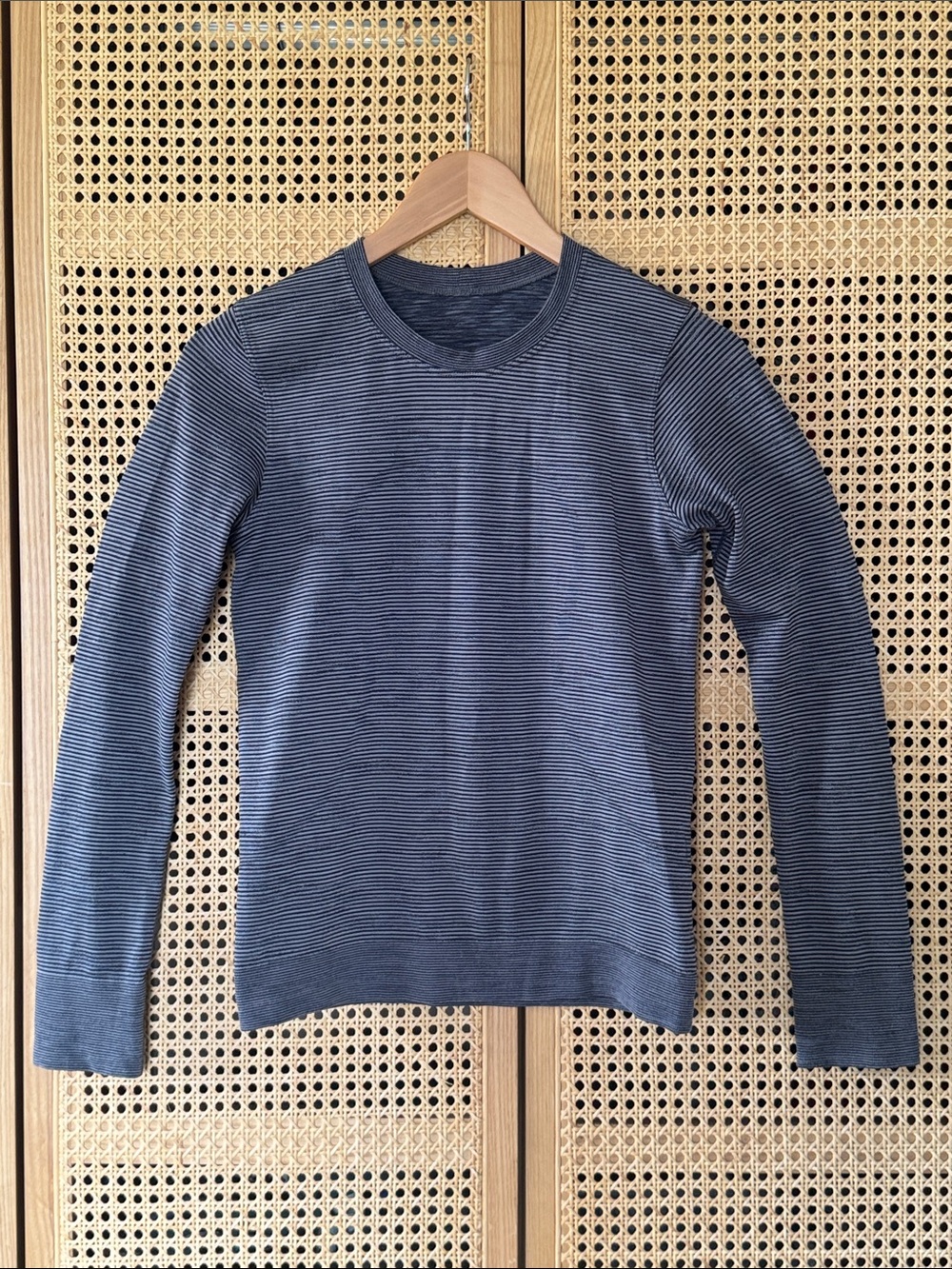 Lululemon Women's Black and White Striped Long-Sleeve Crew